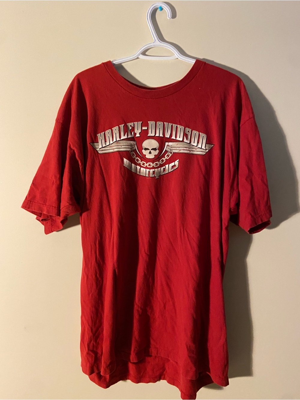 Harley-Davidson Red Short Sleeve Tee with Skull Graphic